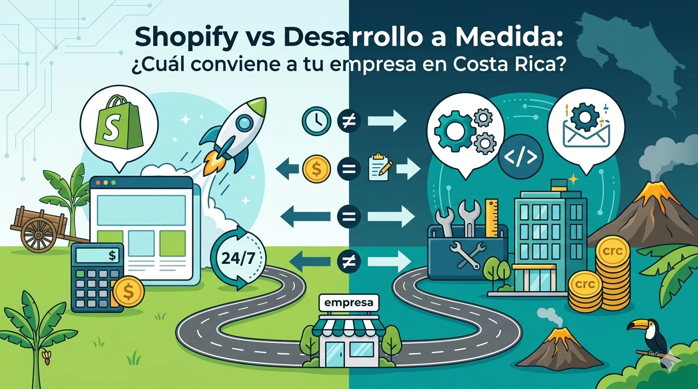 Artículo: Shopify vs Desarrollo a Medida: ¿Cuál conviene a tu empresa en Costa Rica? - Blog de NmSoftwareLab